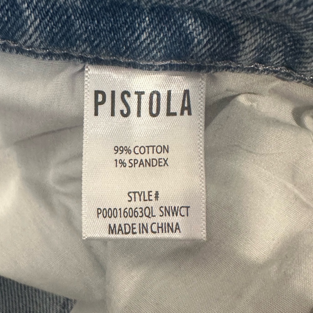 Pistola Lana Light Wash Wide Leg Cropped Jeans Raw Hem High Rise Size 27 - Picture 9 of 10